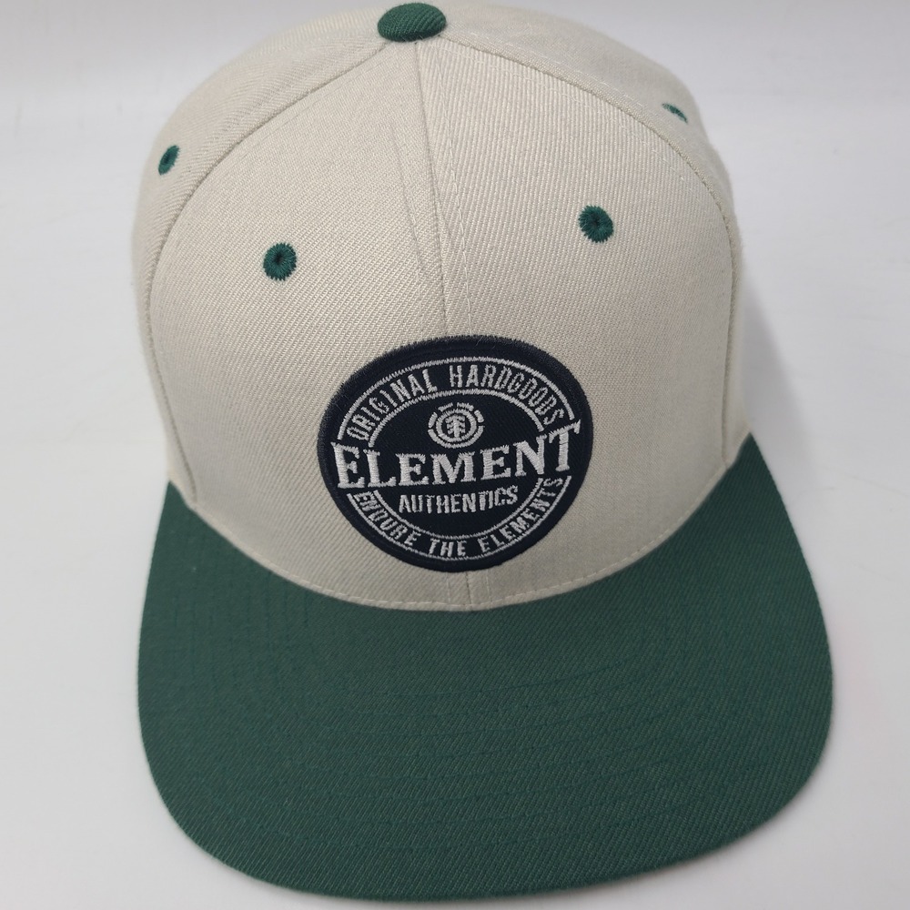 Element Hat Snapback Beige Green Skate Skateboard Surf Crowns Wool Blend Men